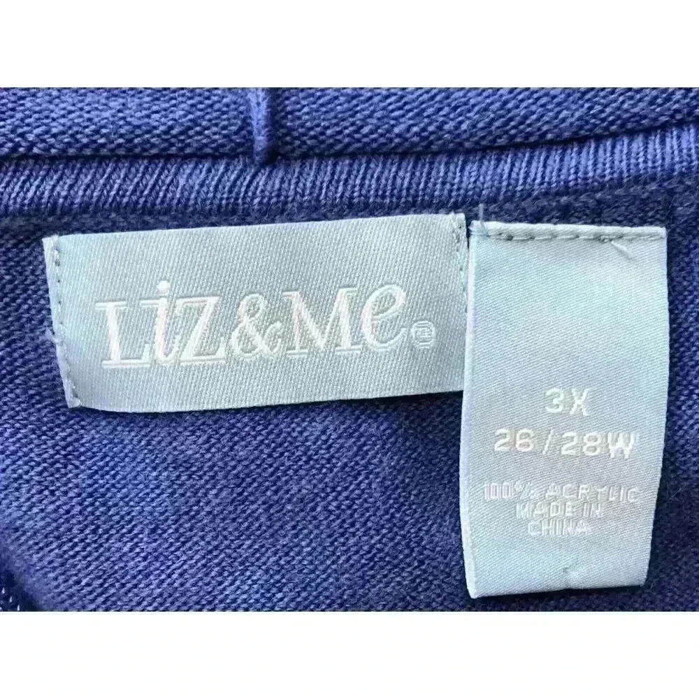 Liz & Me 3X full zip hooded sweater raglan sleeve pockets blue - Picture 3 of 7
